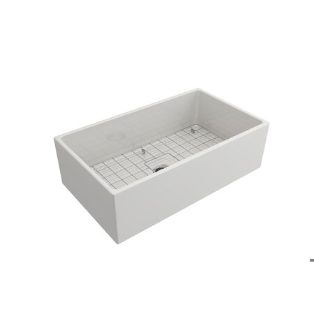 Bocchi Contempo Farmhouse Apron Front Fireclay 33 in. Single Bowl Kitchen Sink in White 1352-001-0120